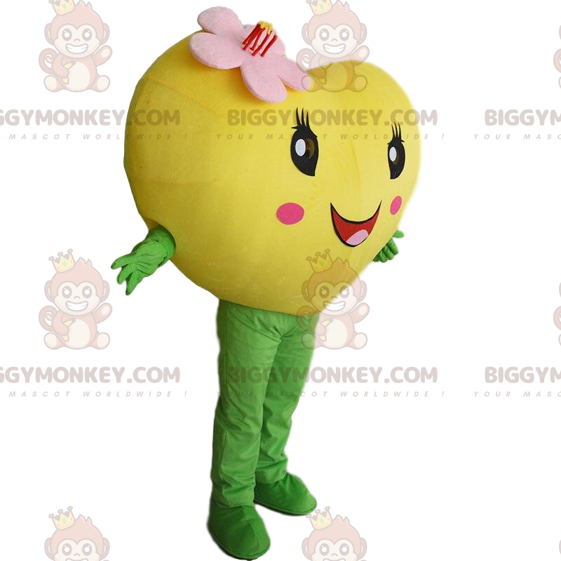 Traje de mascote BIGGYMONKEY™ de coração amarelo gigante, traje