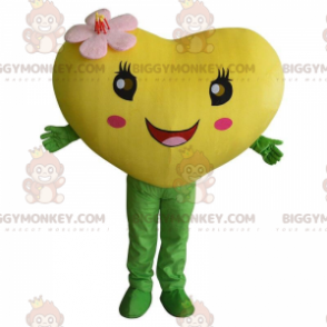 Traje de mascote BIGGYMONKEY™ de coração amarelo gigante, traje