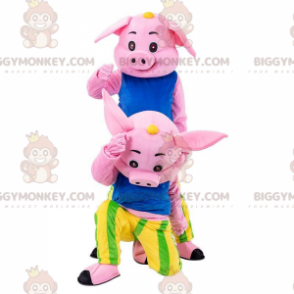 2 BIGGYMONKEY™s Maskottchen rosa Schweine, bunte