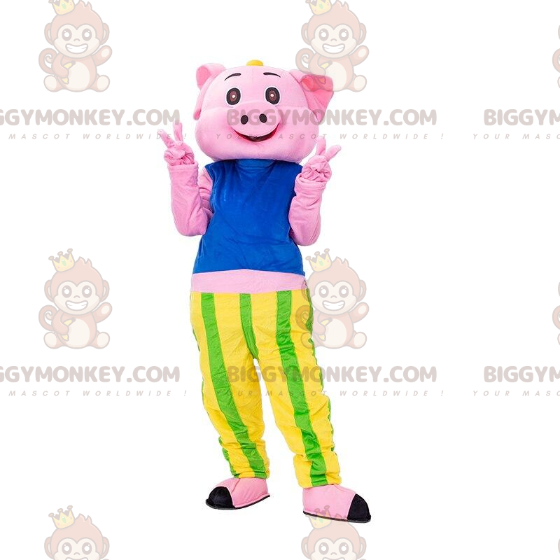 Disfraz de mascota Pink Pig BIGGYMONKEY™ con camiseta y