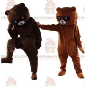 2 BIGGYMONKEY™s mascot brown teddy bears with sunglasses –