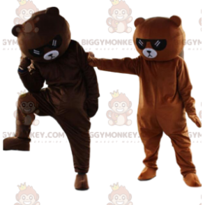 2 ursinhos de pelúcia marrom mascote BIGGYMONKEY™ com óculos de