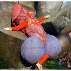 Giant Penis BIGGYMONKEY™ Mascot Costume In Superhero Outfit –