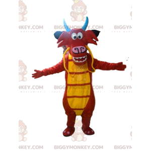 BIGGYMONKEY™ maskotdräkt av Mushu, den berömda röda och gula