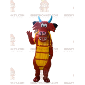 BIGGYMONKEY™ mascot costume of Mushu, the famous red and yellow