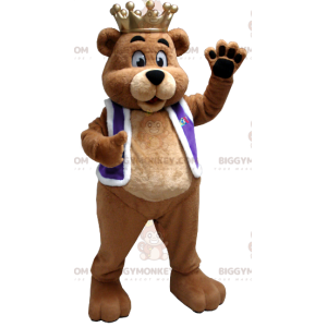 Costume de mascotte BIGGYMONKEY™ d'ours brun habillé en roi -