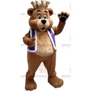 Kostým hnědý medvěd BIGGYMONKEY™ maskot oblečený jako král –