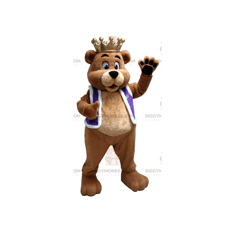 Brown Bear BIGGYMONKEY™ Mascot Costume Dressed As A King -