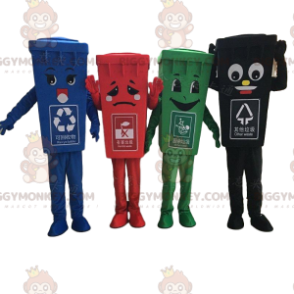 4 kolorowe śmietniki maskotki BIGGYMONKEY™, kostiumy do kosza -
