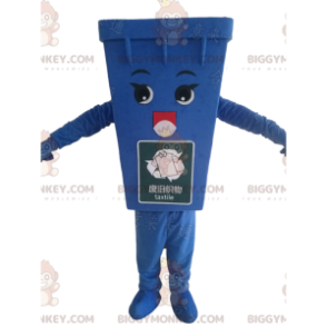 Traje de mascote de lixeira azul BIGGYMONKEY™, fantasia de