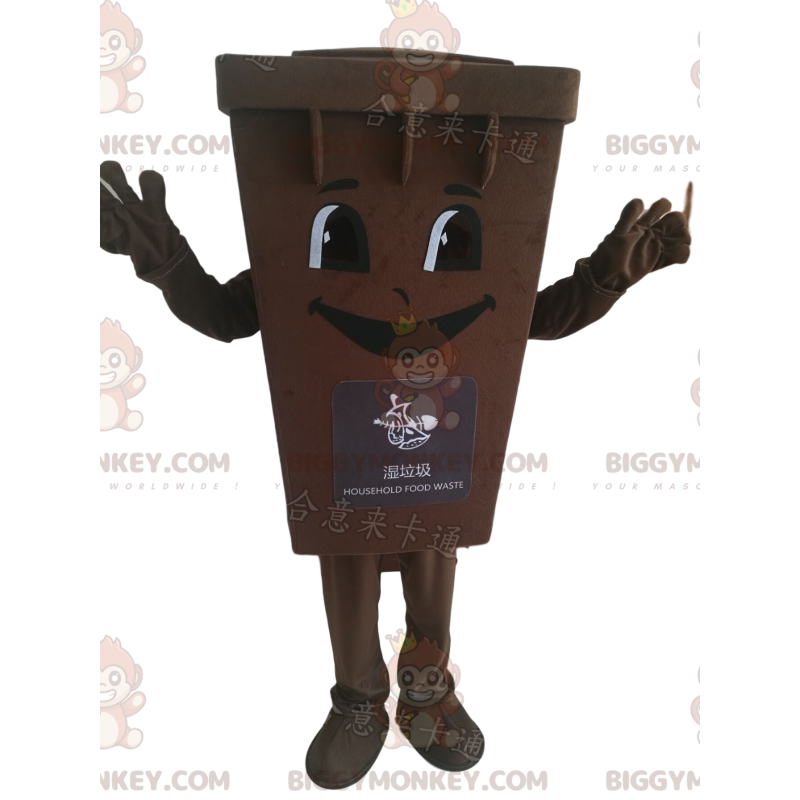 Costume de mascotte BIGGYMONKEY™ de poubelle marron, costume de