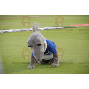 Gray and White Shark BIGGYMONKEY™ Mascot Costume In Sportswear