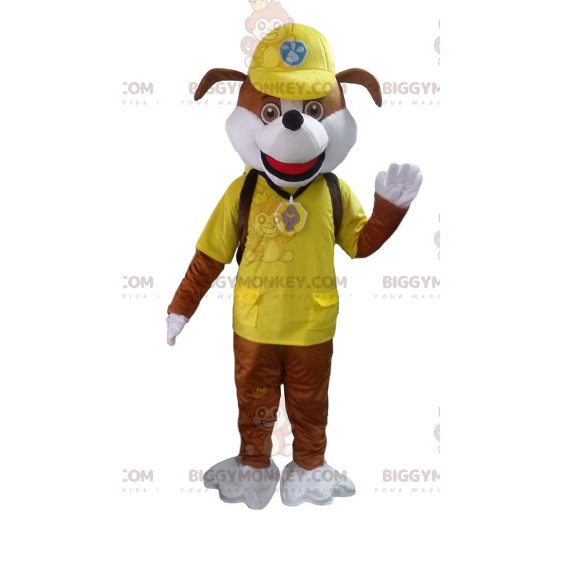 Costume mascotte BIGGYMONKEY™ del cane bianco e marrone del