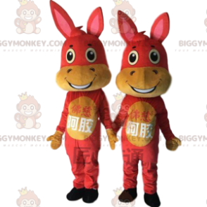 BIGGYMONKEY™s mascot red and yellow donkeys, donkey costumes –