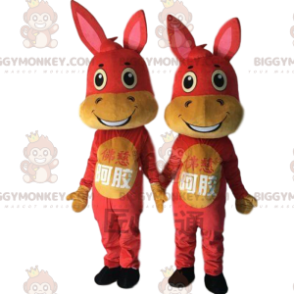 burros vermelhos e amarelos mascote do BIGGYMONKEY™, fantasias