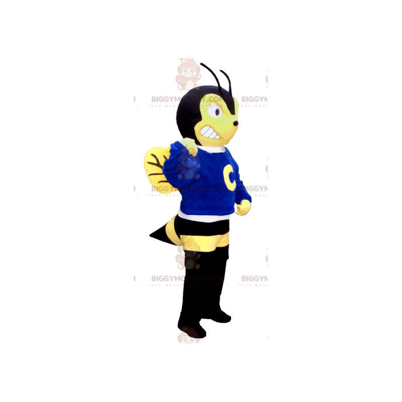 Traje de mascote BIGGYMONKEY™ de vespa amarela e preta de