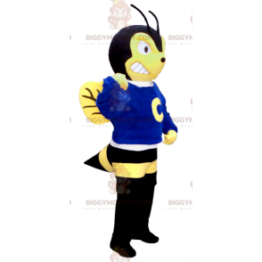 Traje de mascote BIGGYMONKEY™ de vespa amarela e preta de