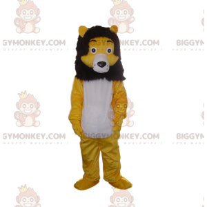 Traje de mascote BIGGYMONKEY™ de leão amarelo, branco e preto