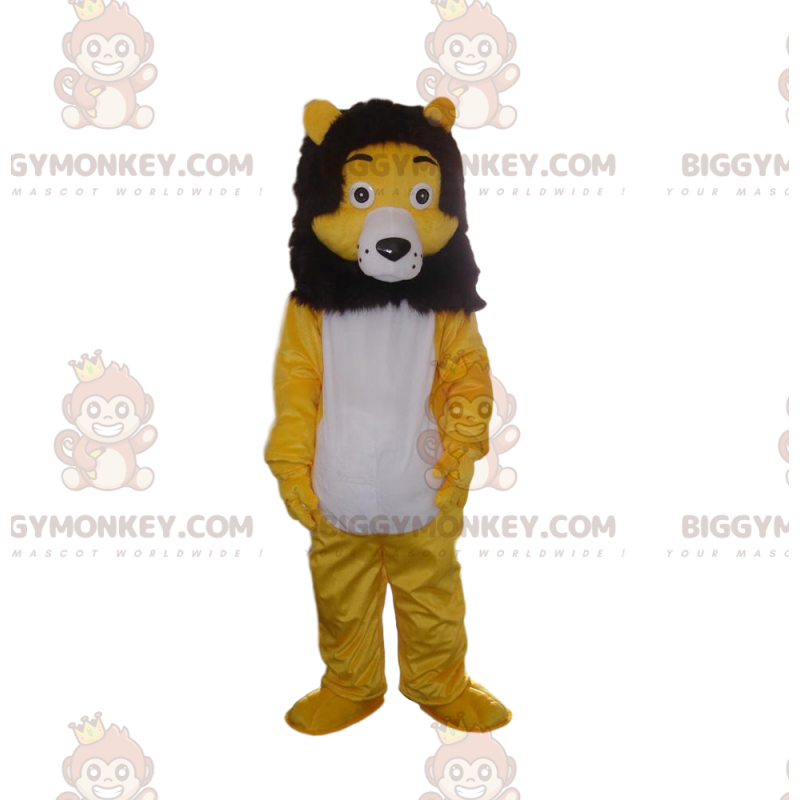 Disfraz de mascota BIGGYMONKEY™ de león amarillo, blanco y