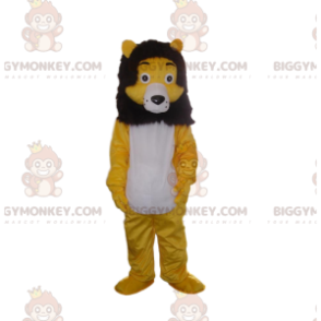 BIGGYMONKEY™ mascottekostuum van gele, witte en zwarte leeuw