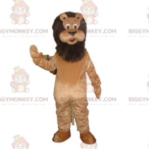 Brown lion costume with a black mane, brown feline –