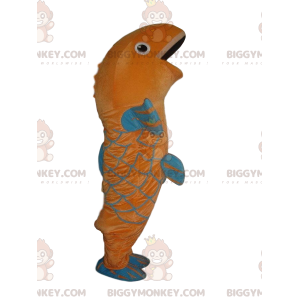 Oranje en blauwe vis BIGGYMONKEY™ mascottekostuum, gigantische