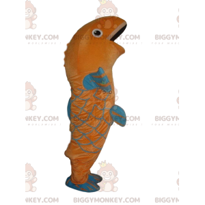 Oranssi ja sininen kala BIGGYMONKEY™ maskottiasu, jättiläinen