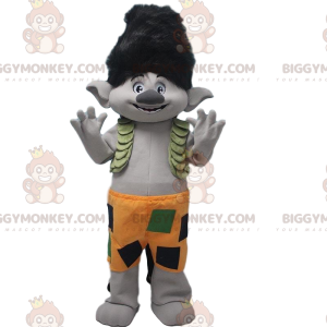 BIGGYMONKEY™ Costume da mascotte di Troll grigio con capelli