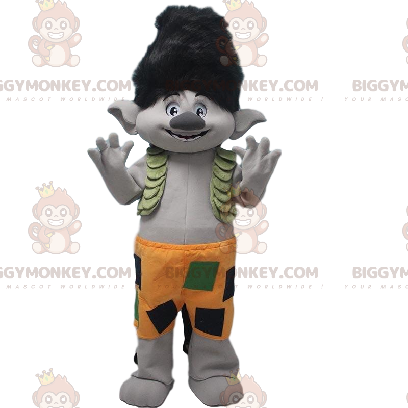 Disfraz de mascota BIGGYMONKEY™ de troll gris con pelo negro y