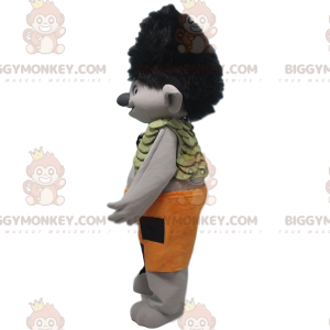 Disfraz de mascota BIGGYMONKEY™ de troll gris con pelo negro y