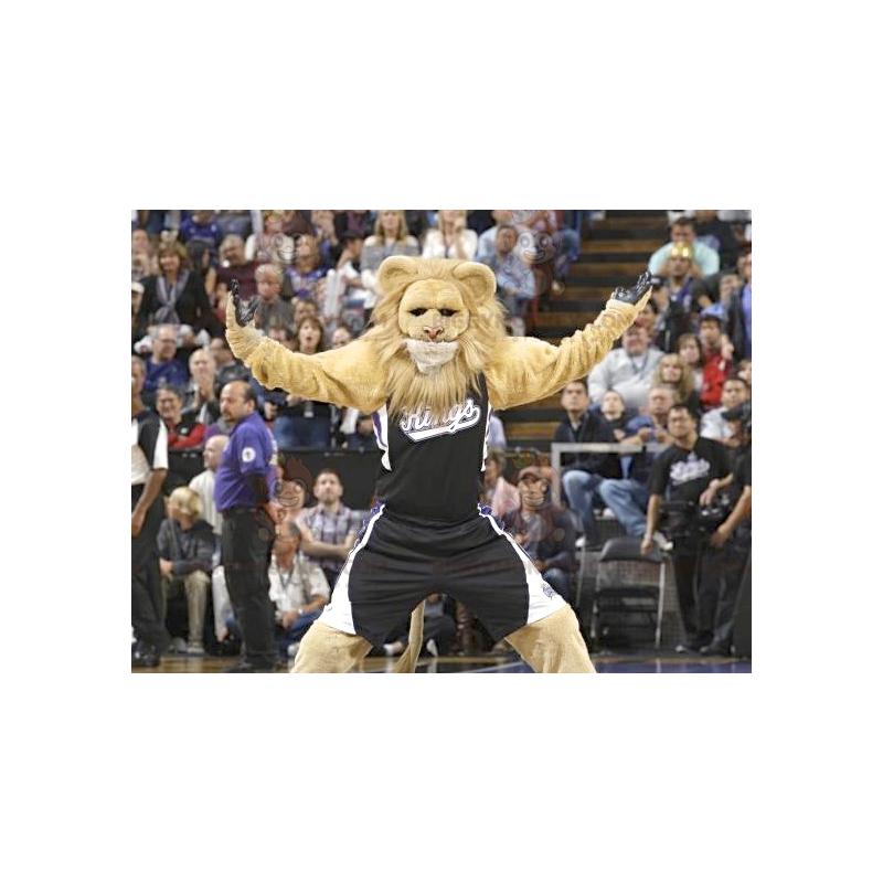 Kostium maskotka lew BIGGYMONKEY™ w odzieży sportowej -