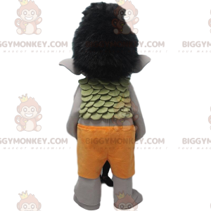 BIGGYMONKEY™ Mascot Costume of Gray Troll with Black Hair and