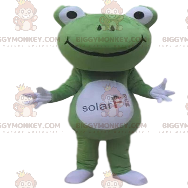 BIGGYMONKEY™ Mascot Costume Green and White Frog with Big Head