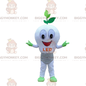 Costume de mascotte BIGGYMONKEY™ d'ampoule LED blanche, costume