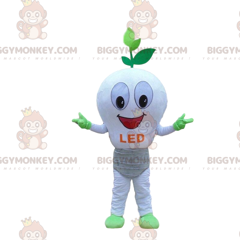 Witte led-lamp BIGGYMONKEY™ mascottekostuum, milieuvriendelijk