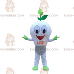 Costume de mascotte BIGGYMONKEY™ d'ampoule LED blanche, costume