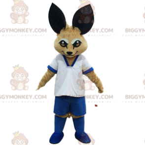 BIGGYMONKEY™ mascot costume of fennec, sand fox in sportswear –