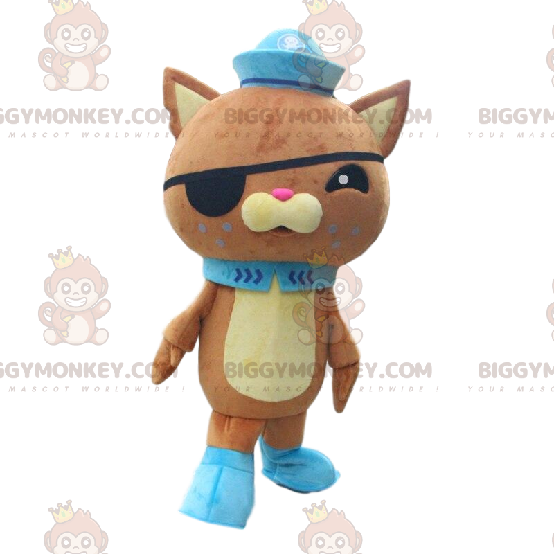 BIGGYMONKEY™ maskotkostume Brun kat i piratdragt, plys kat -