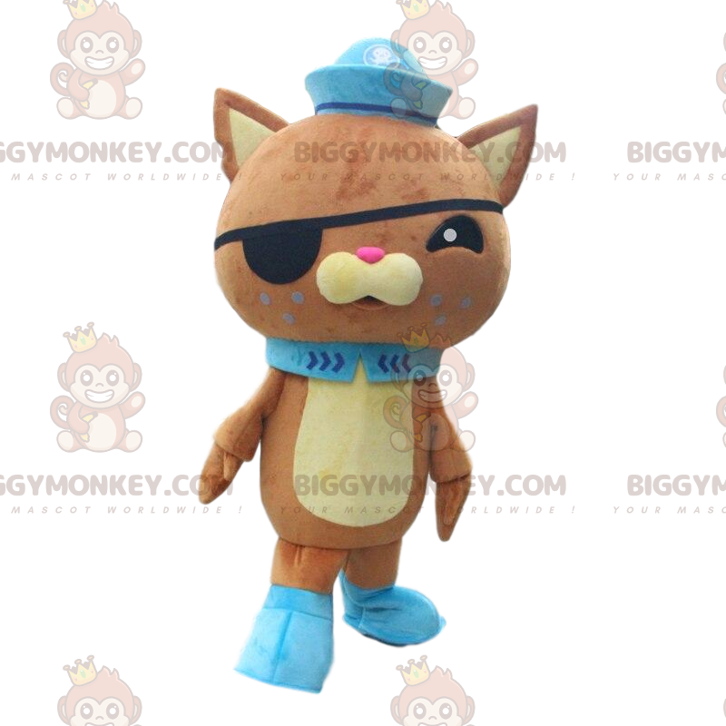 Traje de mascote BIGGYMONKEY™ gato marrom com roupa de pirata