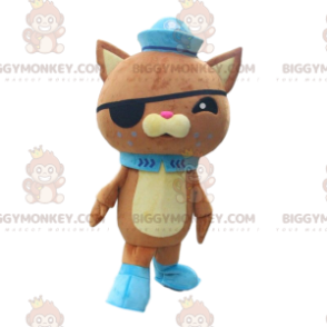 BIGGYMONKEY™ Mascot Costume Brown Cat In Pirate Outfit, Plush