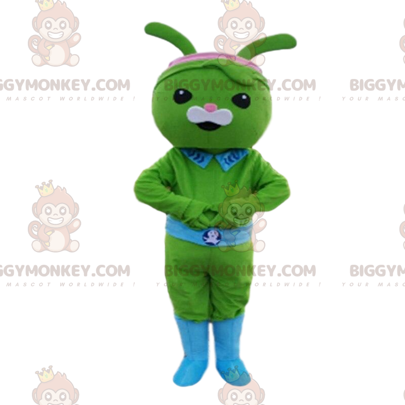 Kostium maskotka zielony królik BIGGYMONKEY™ z paskiem i