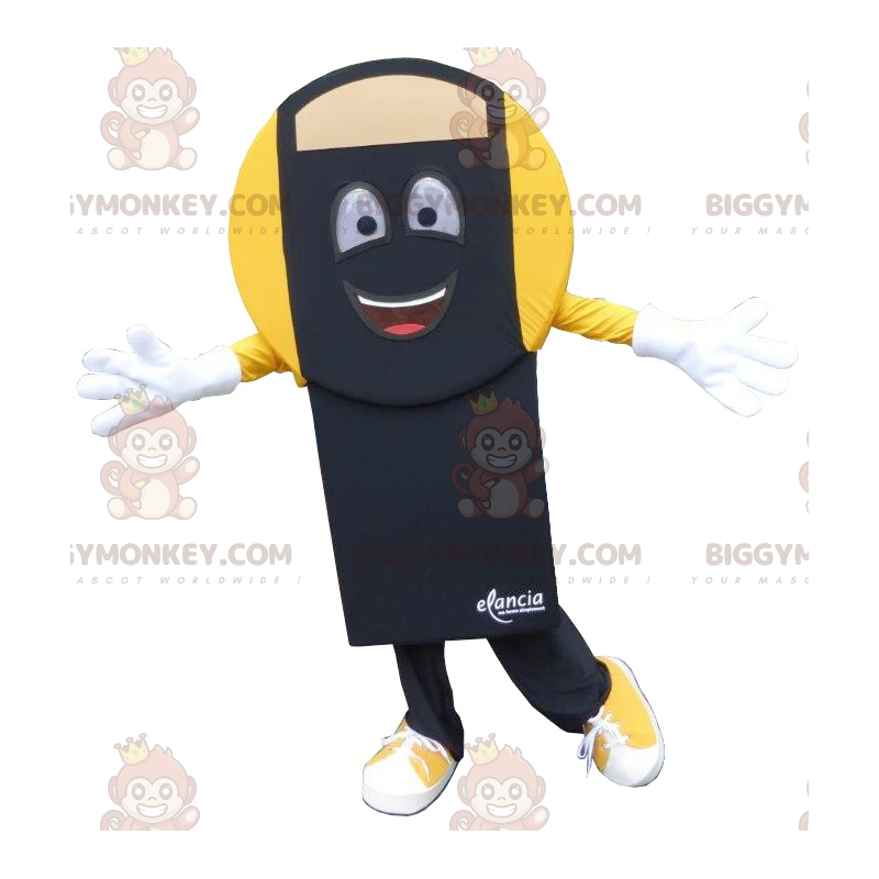 Traje de mascote BIGGYMONKEY™ em escala preta e amarela –