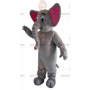 BIGGYMONKEY™ Mascottekostuum grijs en roze olifant met grote