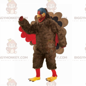 Στολή μασκότ Giant Turkey BIGGYMONKEY™, καφέ και κόκκινη στολή