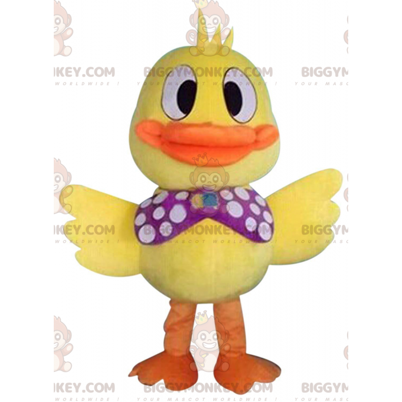 Traje de mascote BIGGYMONKEY™ muito festivo de pato amarelo