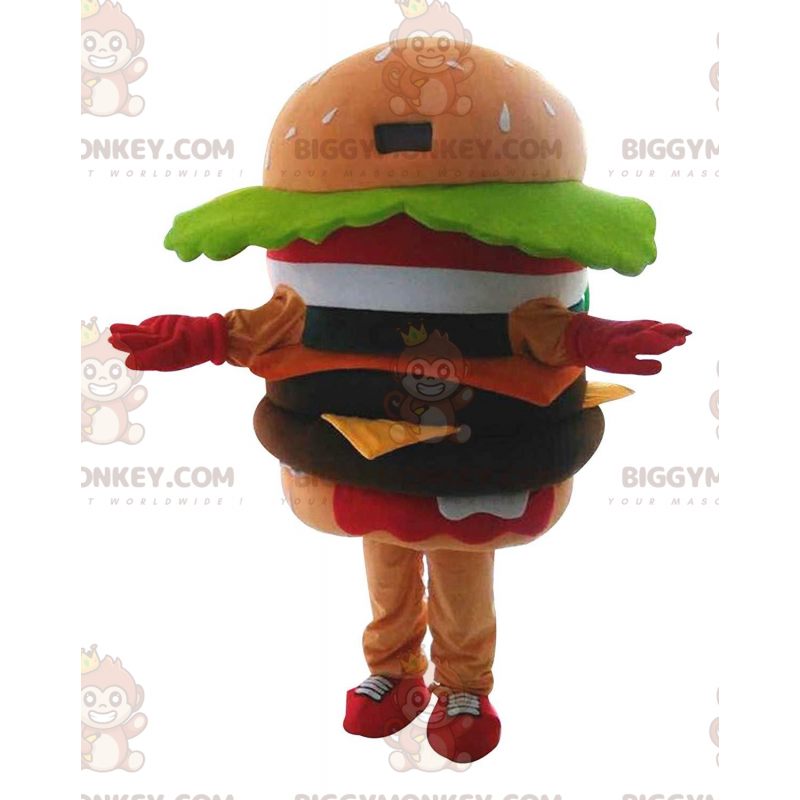 Jätteburgare BIGGYMONKEY™ maskotdräkt, hamburgerkostym