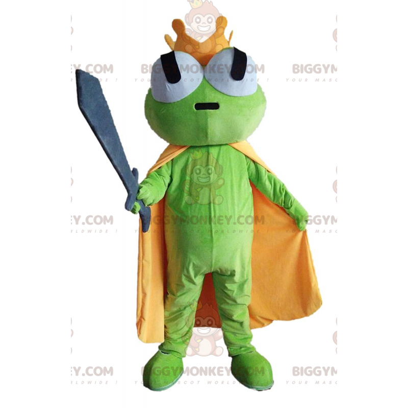 BIGGYMONKEY™ mascottekostuum groene kikker met gele cape en