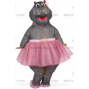 BIGGYMONKEY™ costume da mascotte ippopotamo gonfiabile in tutù