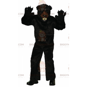Fierce Black Bear BIGGYMONKEY™ maskotkostume, uhyggelig behåret