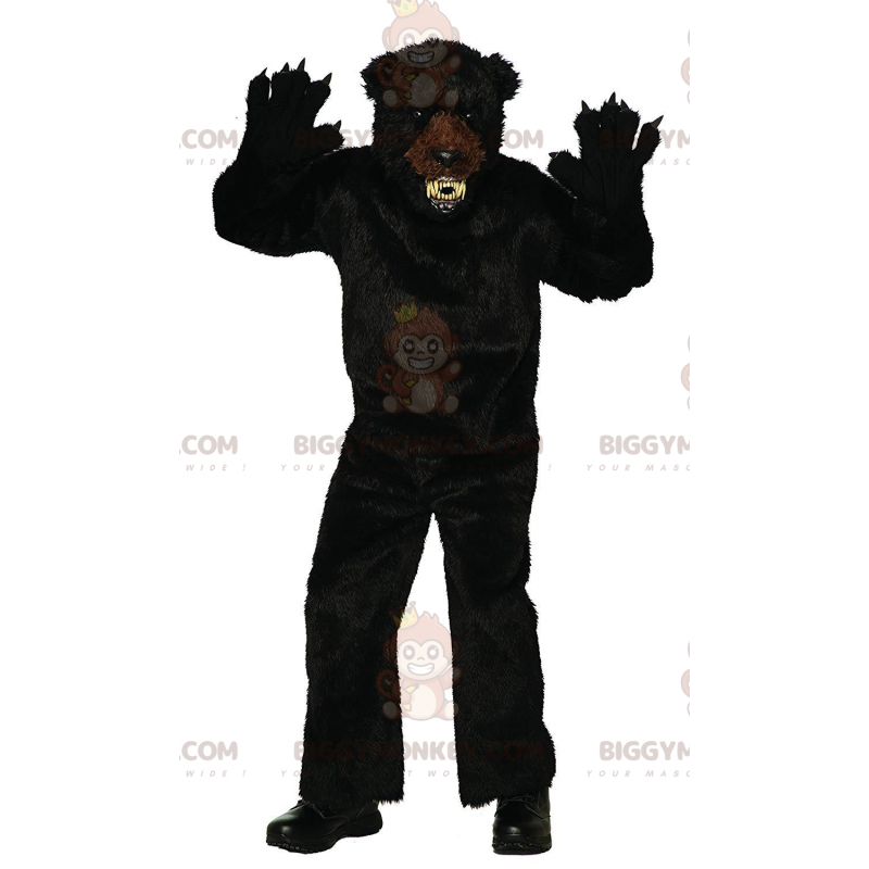 Fierce Black Bear BIGGYMONKEY™ Mascot Costume, Creepy Hairy